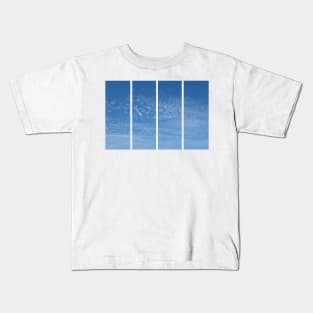 Cirrocumulus clouds in blue sky on sunny peaceful spring day. Water in a gaseous state in nature. The atmosphere of the earth. The effect of humidity on agricultural production. The symbol of freedom. Kids T-Shirt